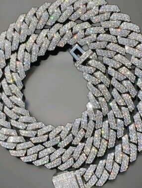 Iced Out 16 CT MOISSANITE Cuban Link Prong Chain Necklace 12mm / 24" Long